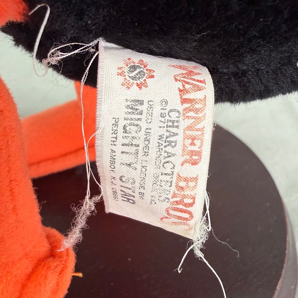 Daffy Duck Plush 70s Vintage Warner Bros Mighty Star Looney Tunes Hair Head Tail - Picture 3 of 9